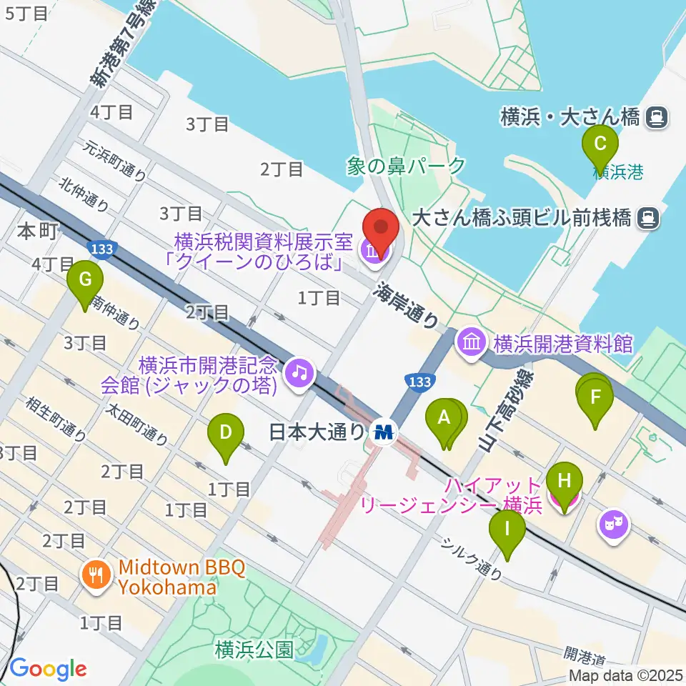 横浜税関資料展示室クイーンのひろば周辺のホテル一覧地図