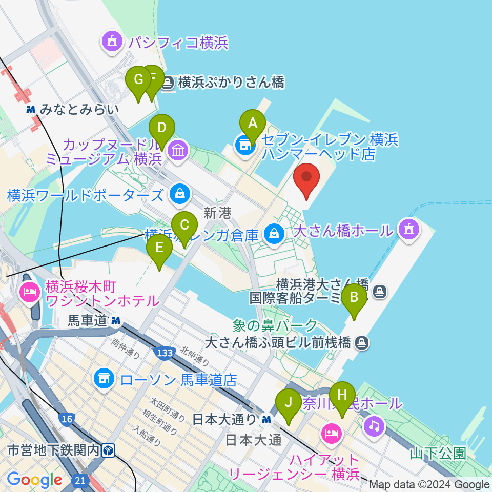 海上保安資料館横浜館周辺のホテル一覧地図