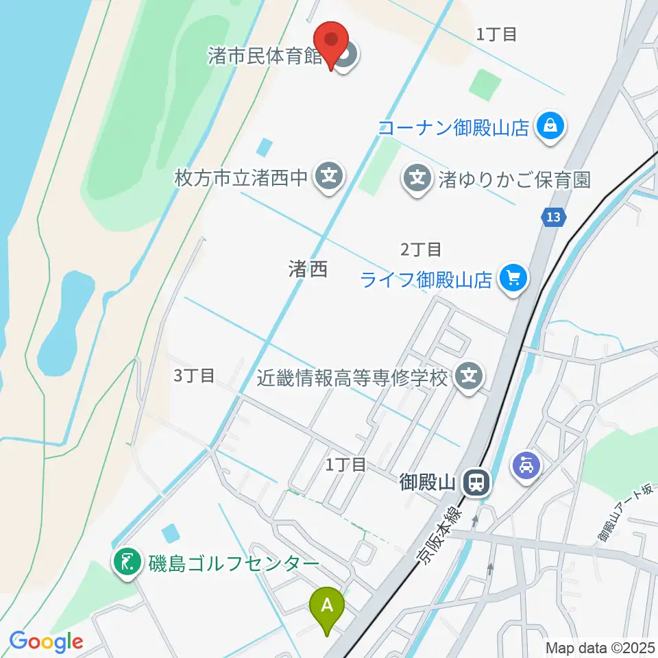 昌栄工務店ひらかた渚体育館周辺のホテル一覧地図