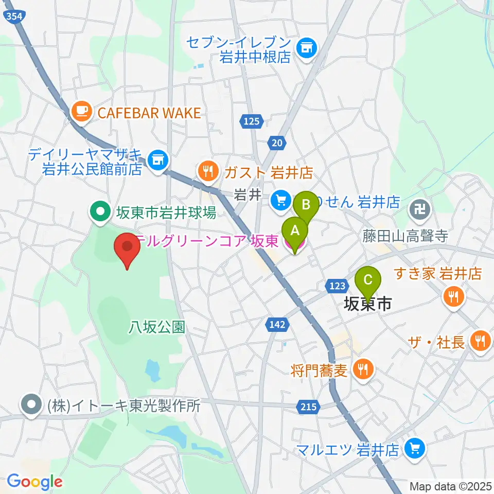 坂東市LIXIL総合体育館周辺のホテル一覧地図