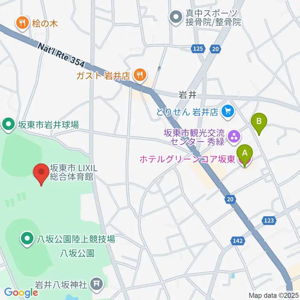 坂東市LIXIL総合体育館周辺のホテル一覧地図