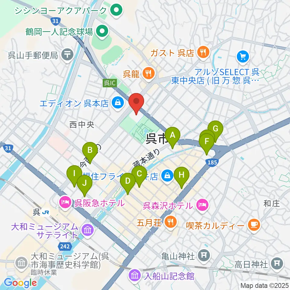 IHIアリーナ呉周辺のホテル一覧地図