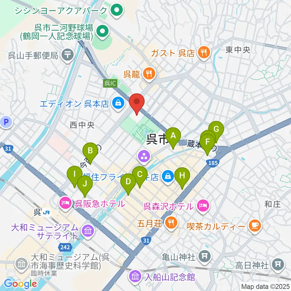 IHIアリーナ呉周辺のホテル一覧地図