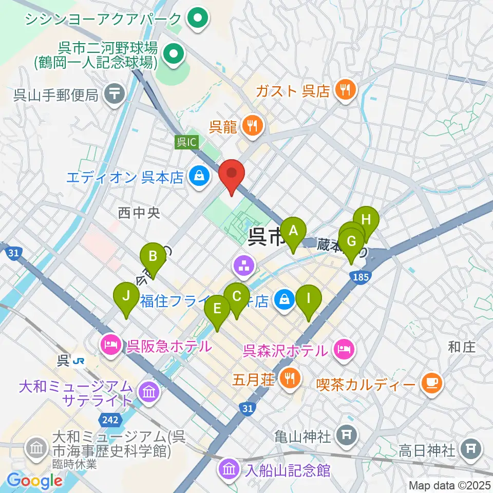 IHIアリーナ呉周辺のホテル一覧地図