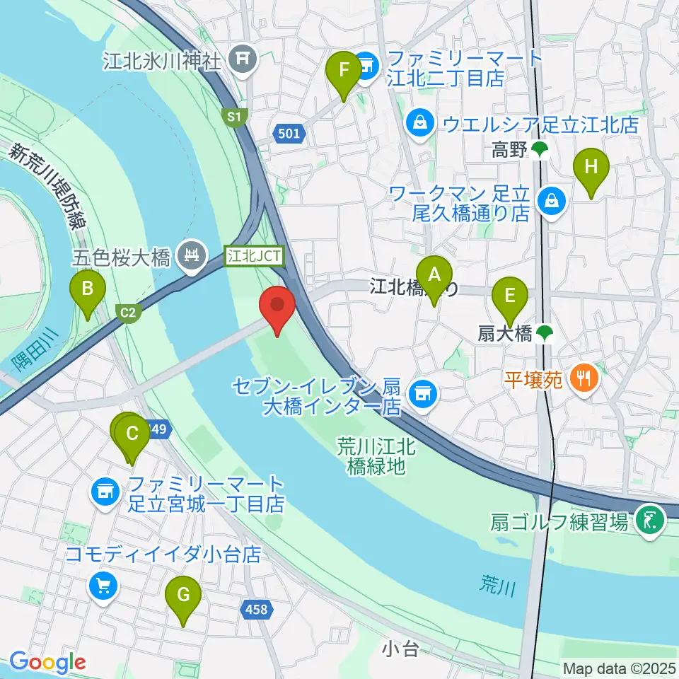 江北橋緑地左岸野球場周辺のホテル一覧地図
