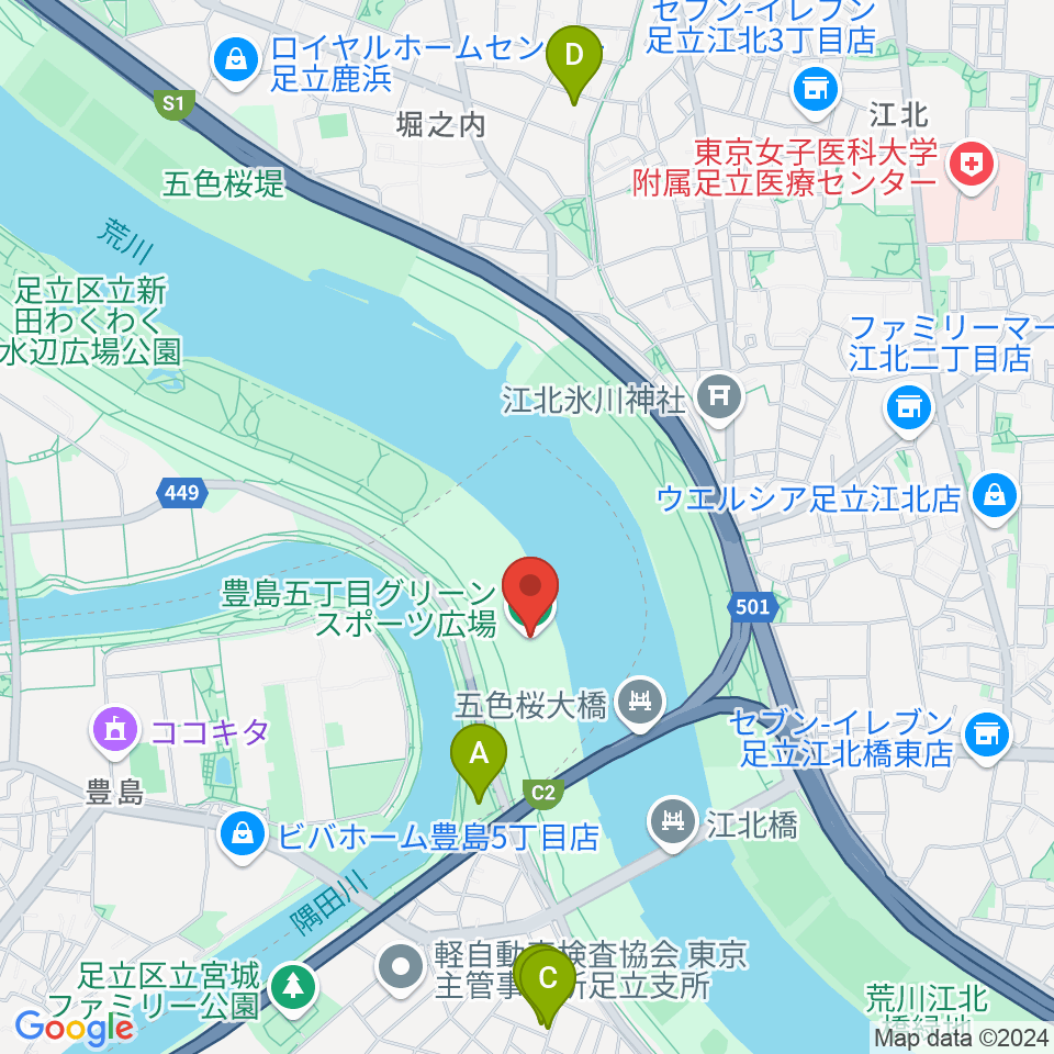 豊島五丁目グリーンスポーツ広場陸上競技場周辺のホテル一覧地図