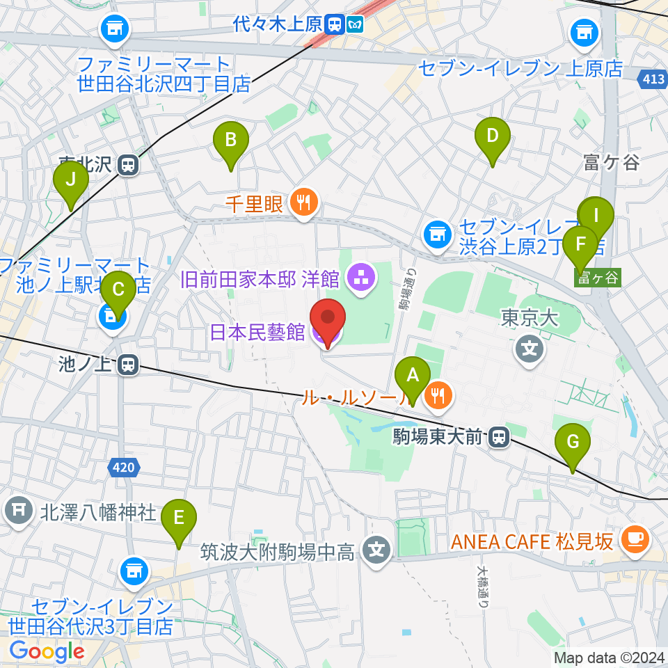 日本民藝館周辺のホテル一覧地図