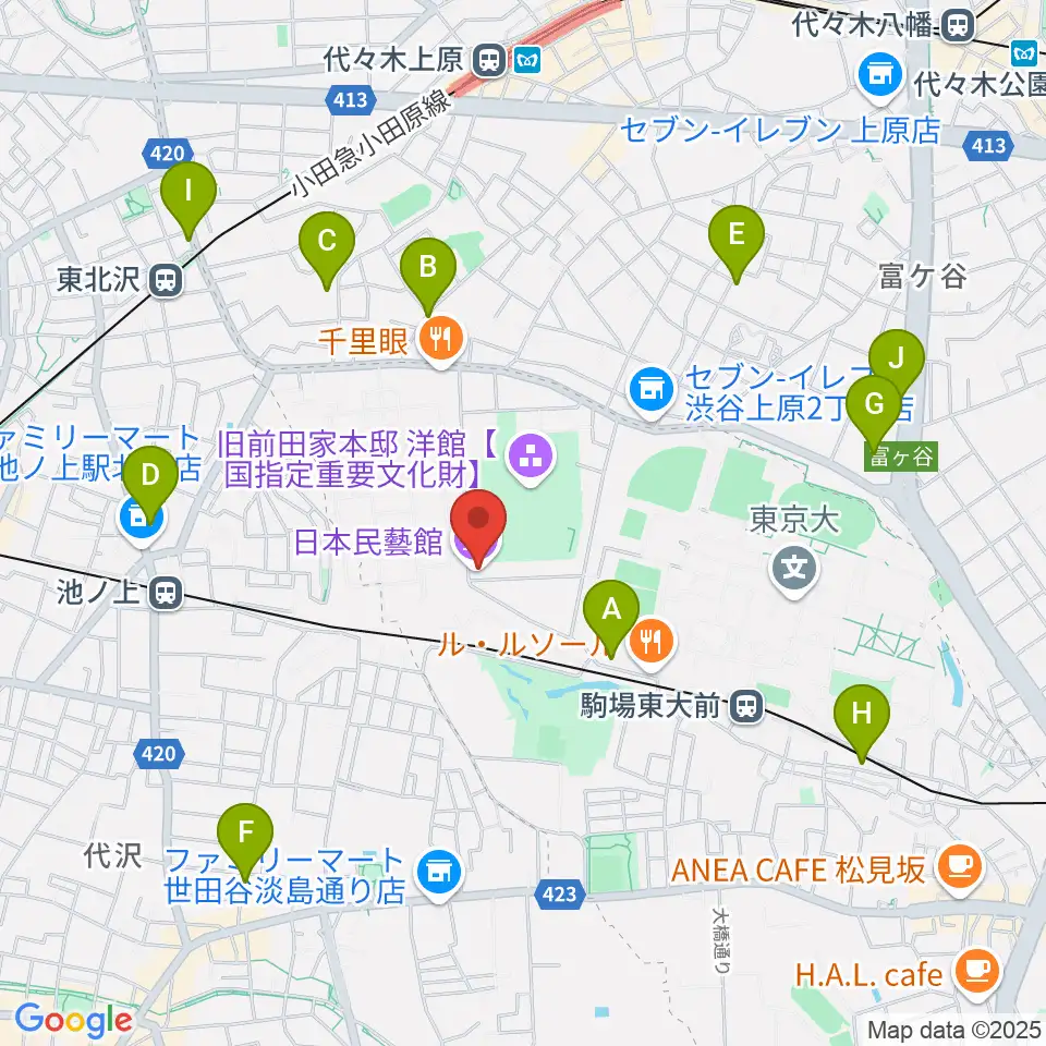 日本民藝館周辺のホテル一覧地図