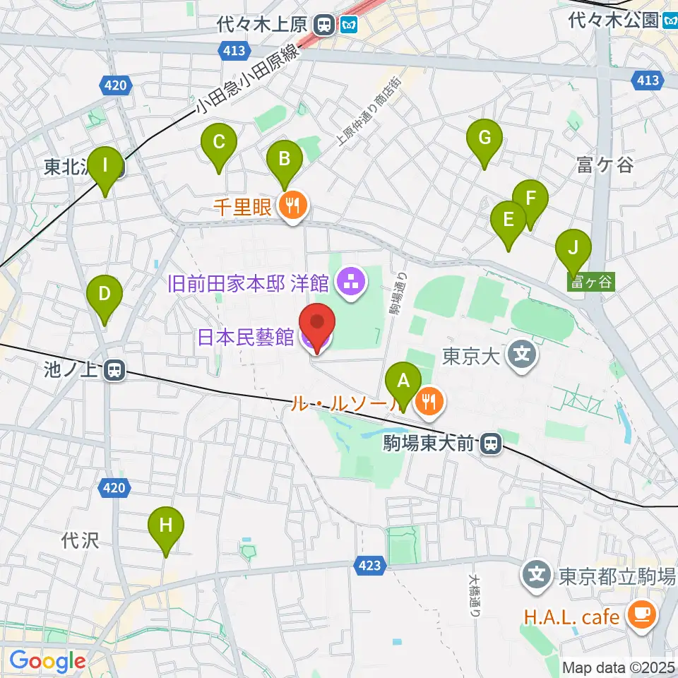 日本民藝館周辺のホテル一覧地図
