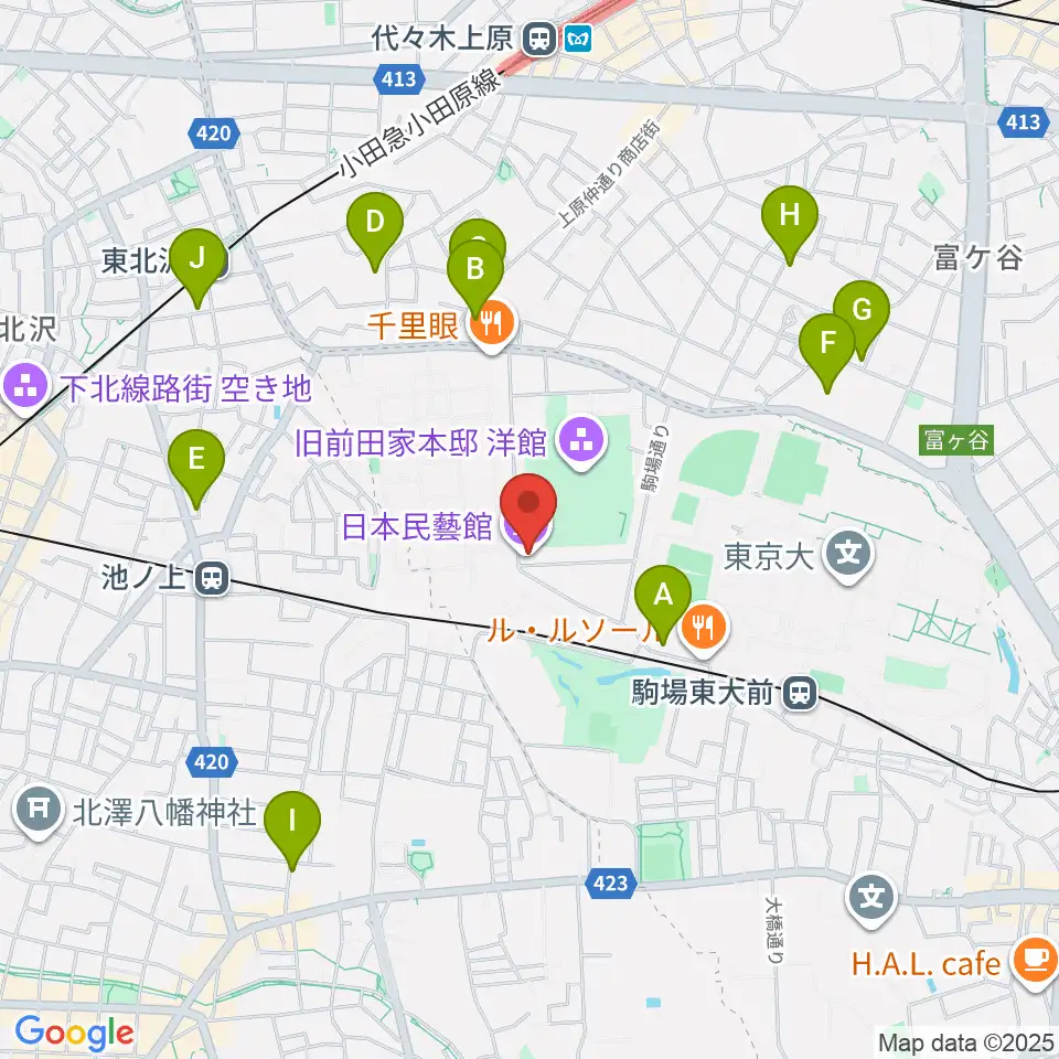 日本民藝館周辺のホテル一覧地図