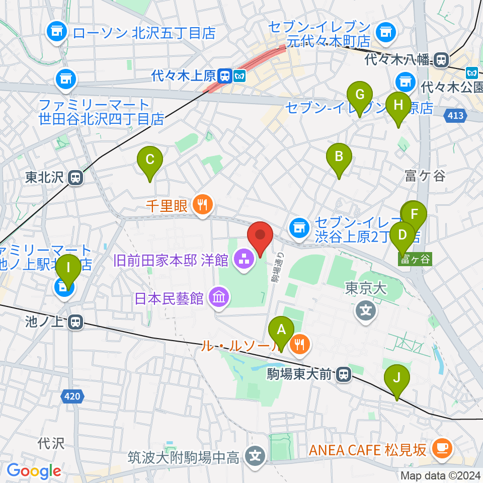 日本近代文学館周辺のホテル一覧地図