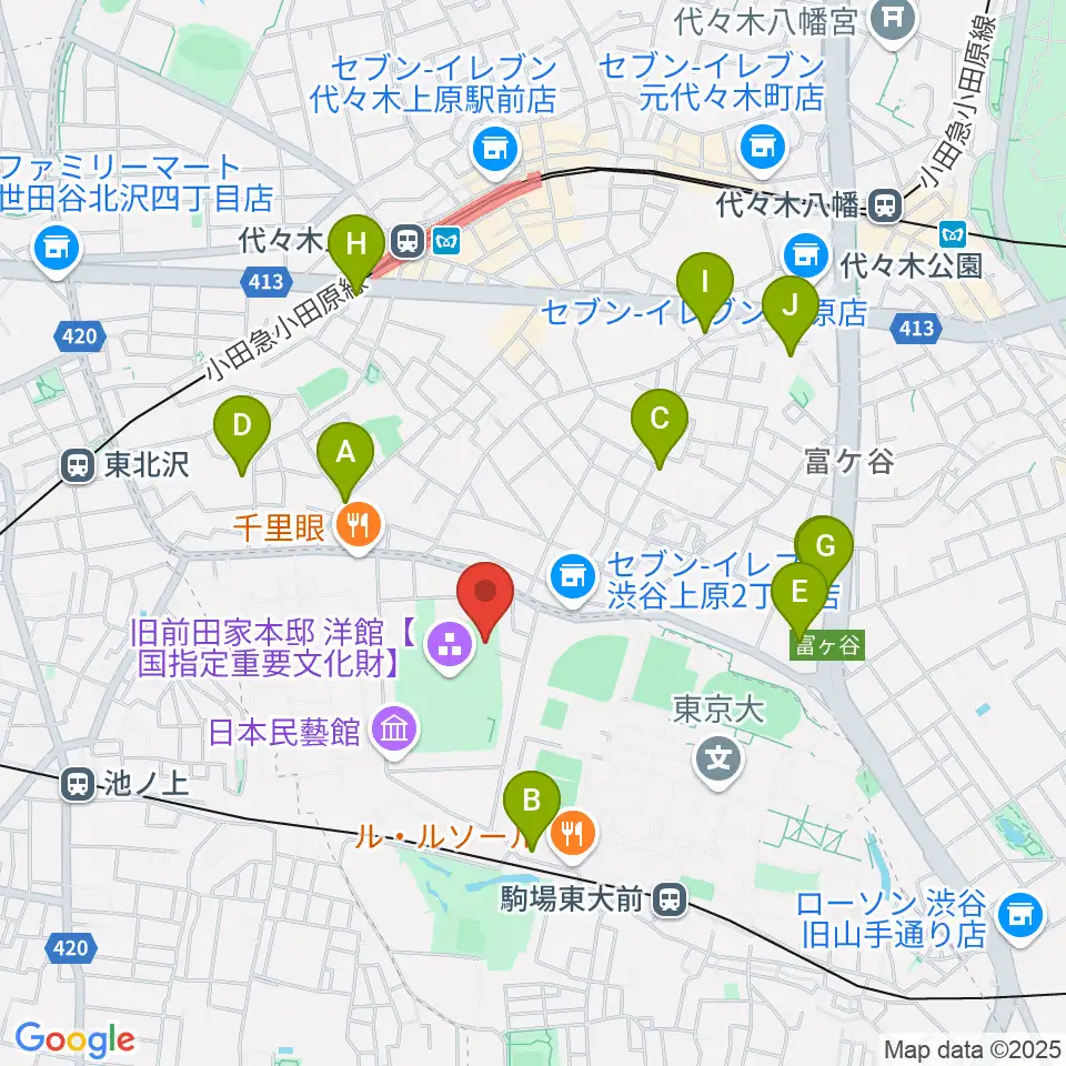 日本近代文学館周辺のホテル一覧地図