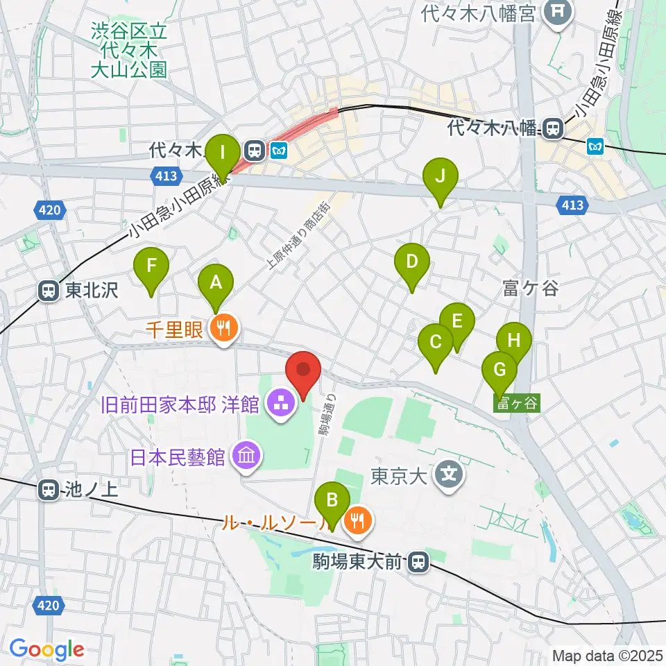日本近代文学館周辺のホテル一覧地図