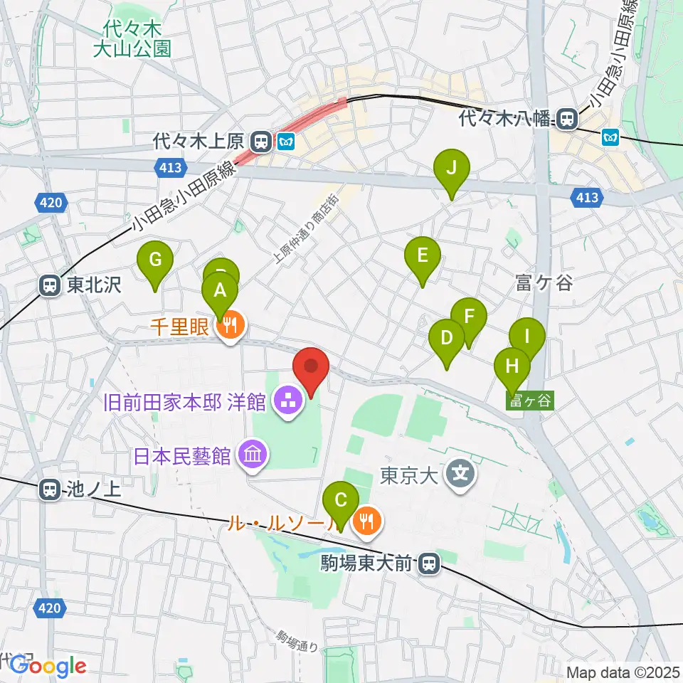 日本近代文学館周辺のホテル一覧地図