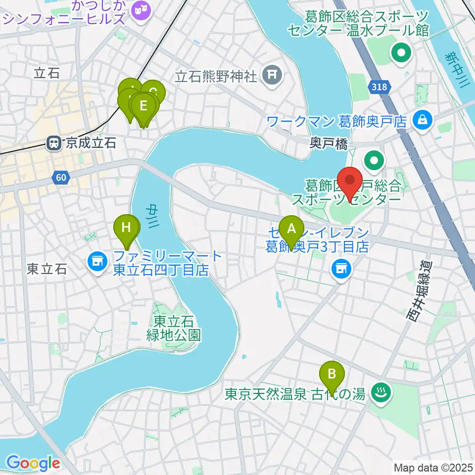 奥戸総合スポーツセンター陸上競技場周辺のホテル一覧地図