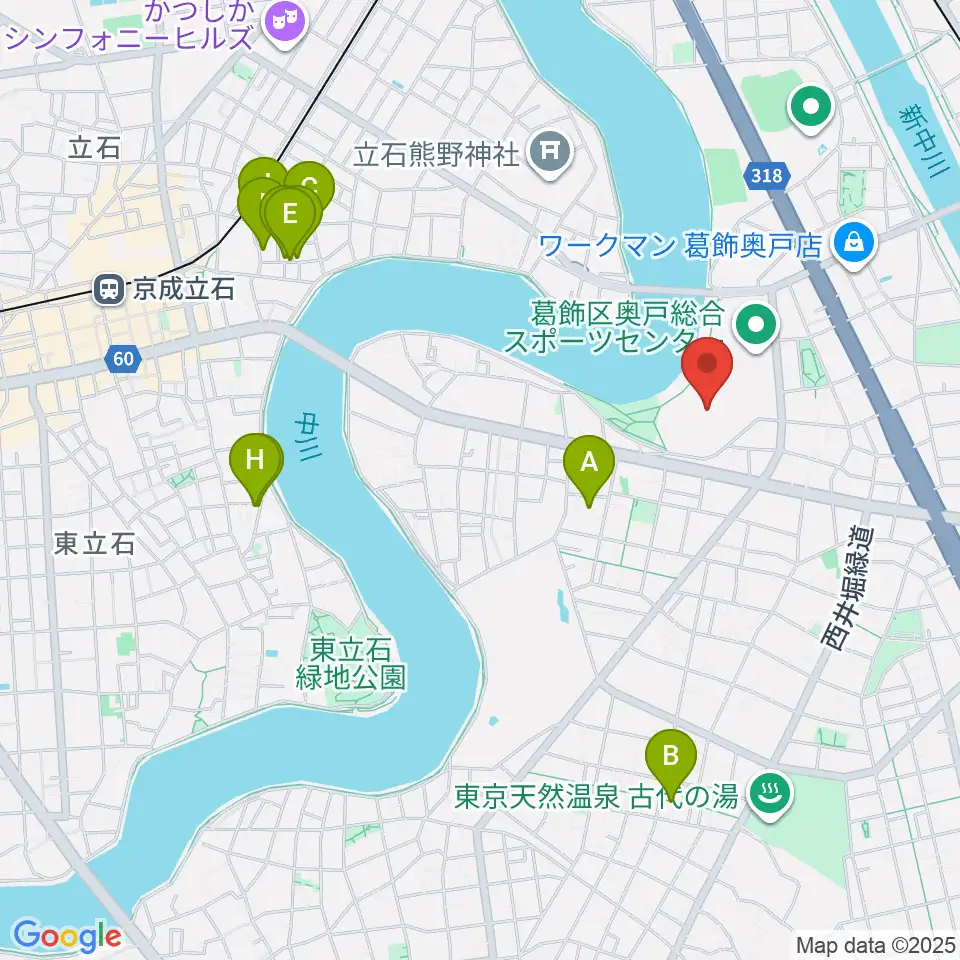 奥戸総合スポーツセンター陸上競技場周辺のホテル一覧地図