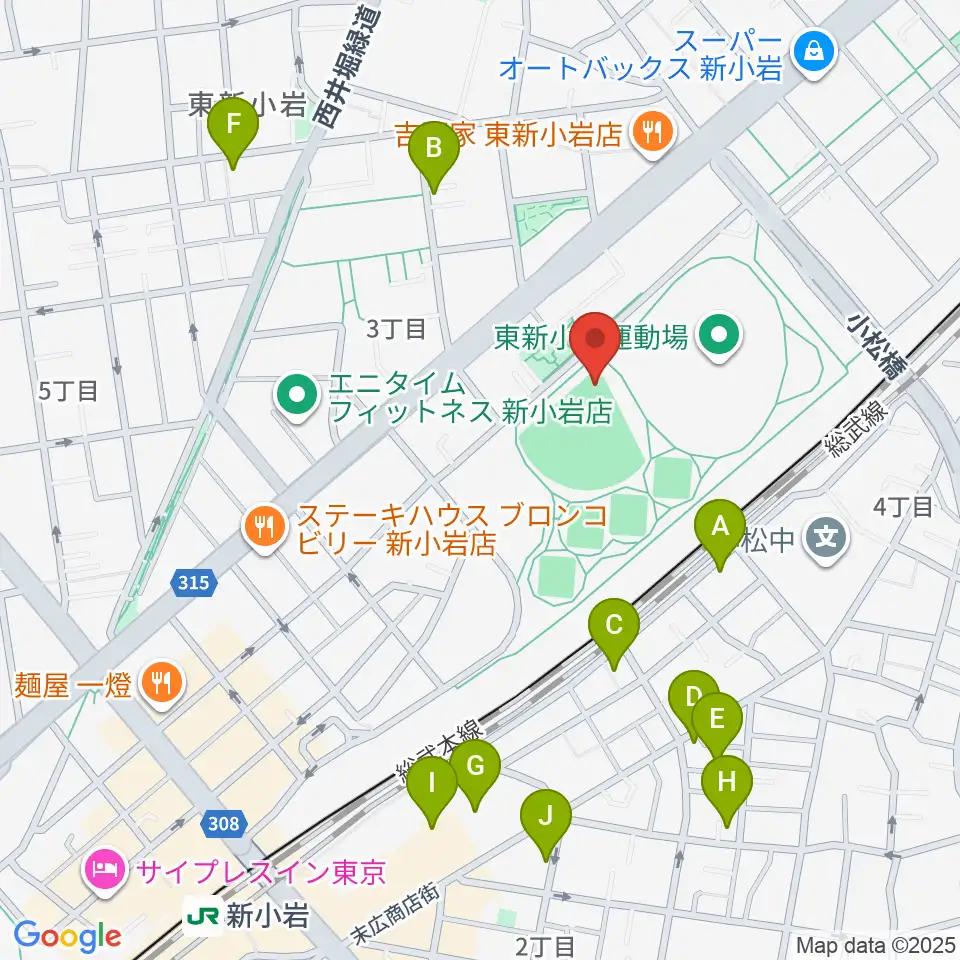 東新小岩運動場 野球場周辺のホテル一覧地図