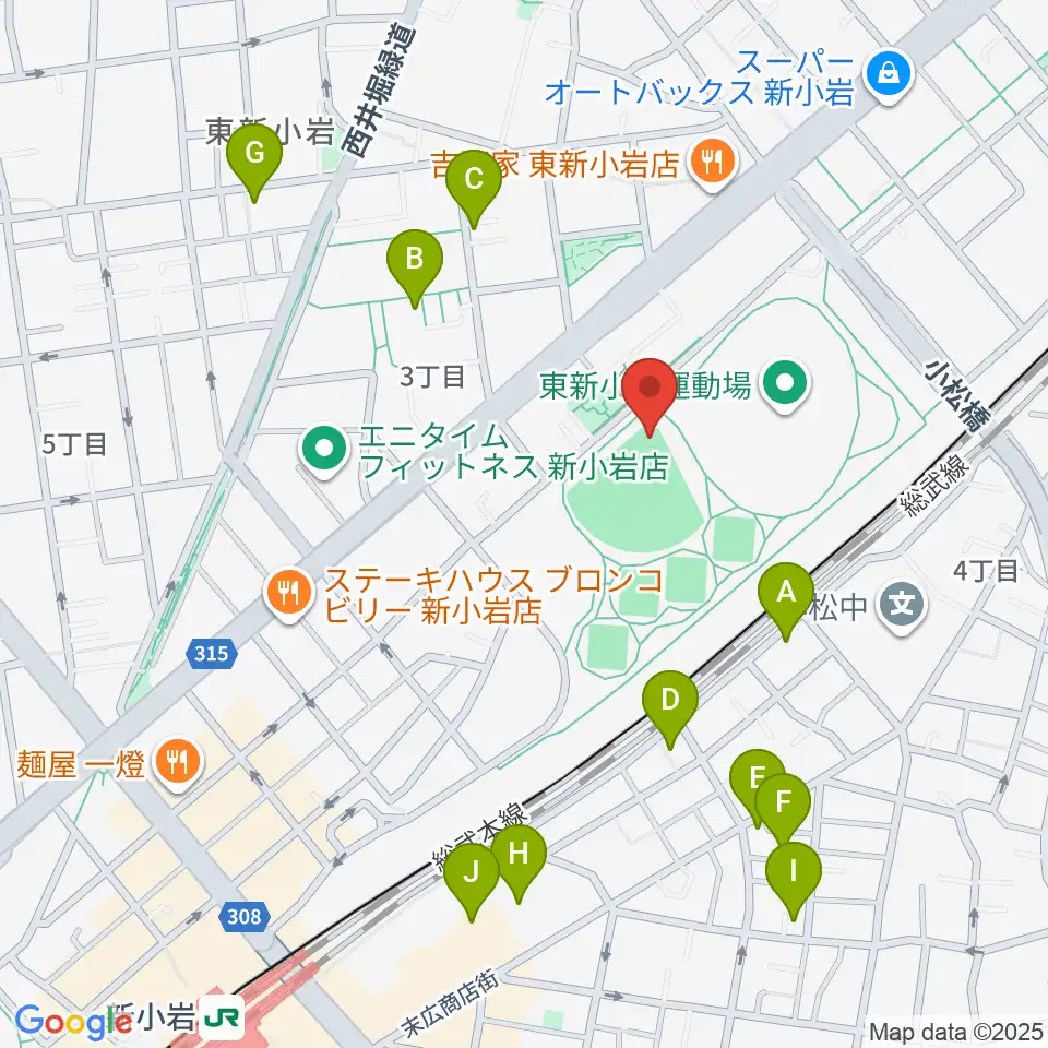 東新小岩運動場 野球場周辺のホテル一覧地図