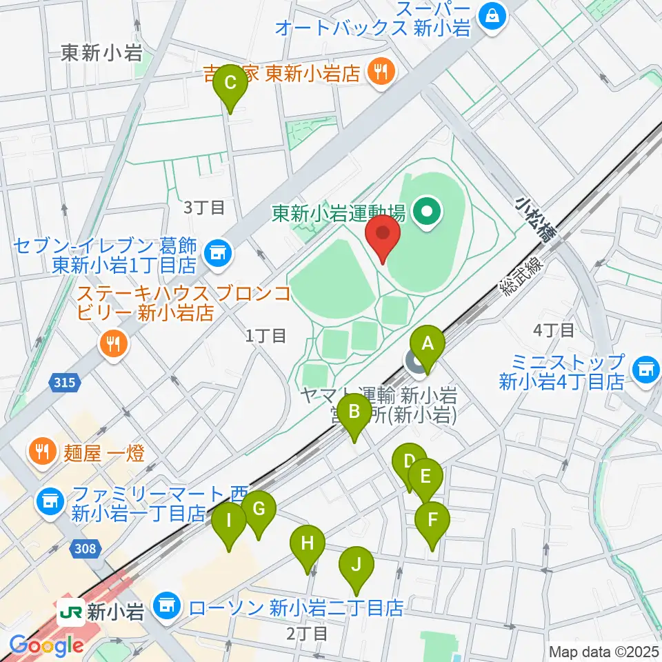 東新小岩運動場 陸上競技場周辺のホテル一覧地図