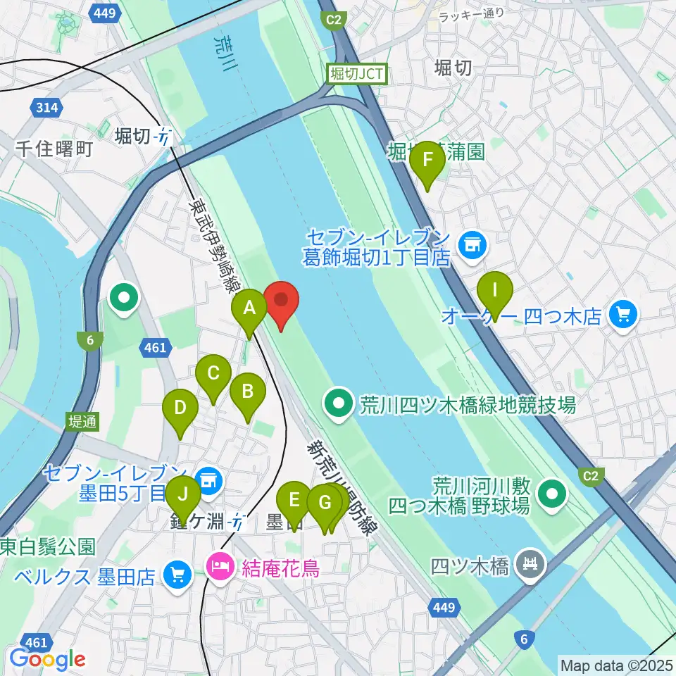 鐘淵野球場周辺のホテル一覧地図