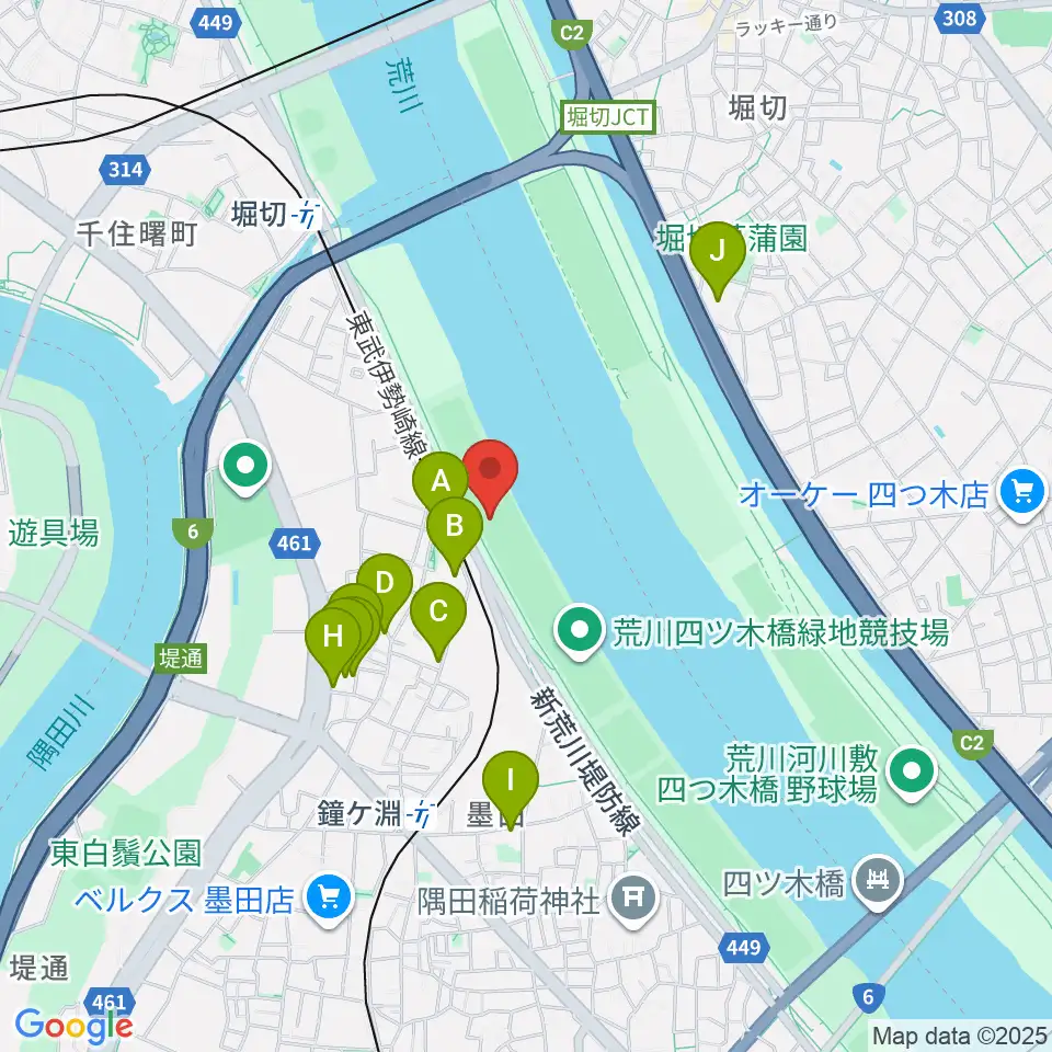 鐘淵野球場周辺のホテル一覧地図