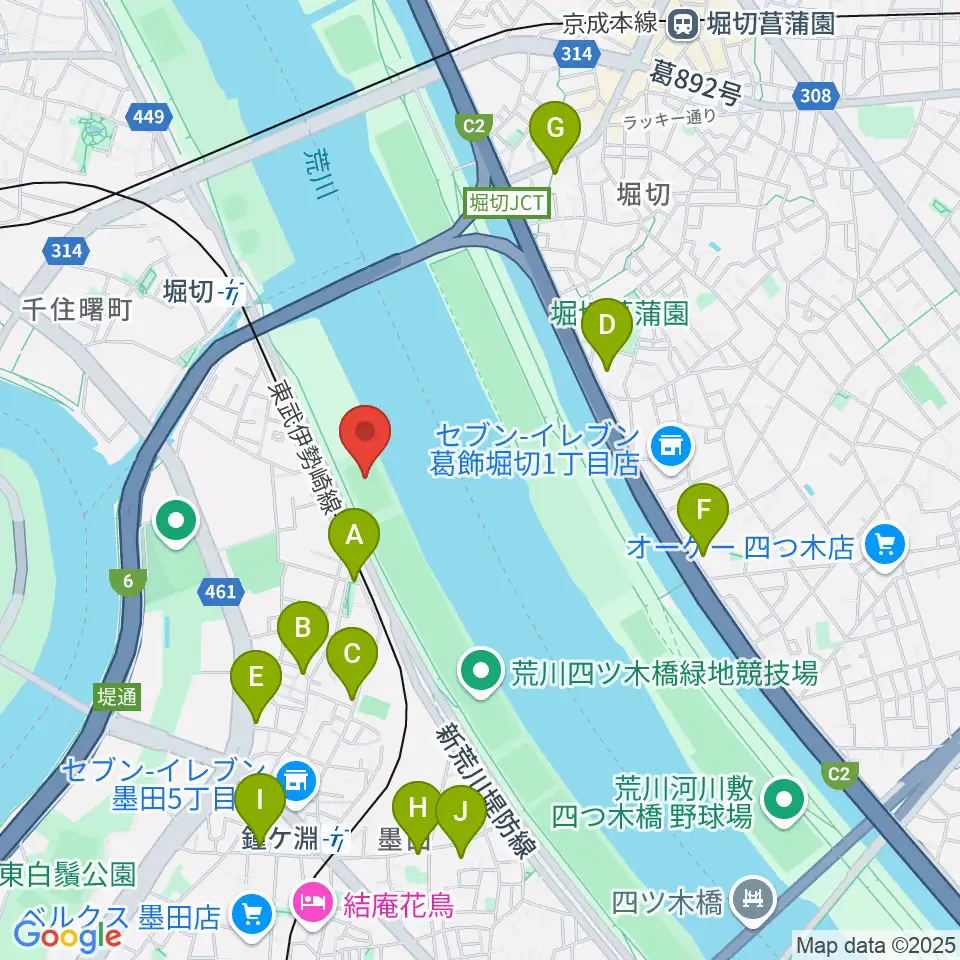 鐘淵球技場周辺のホテル一覧地図