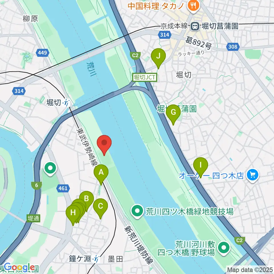 鐘淵球技場周辺のホテル一覧地図