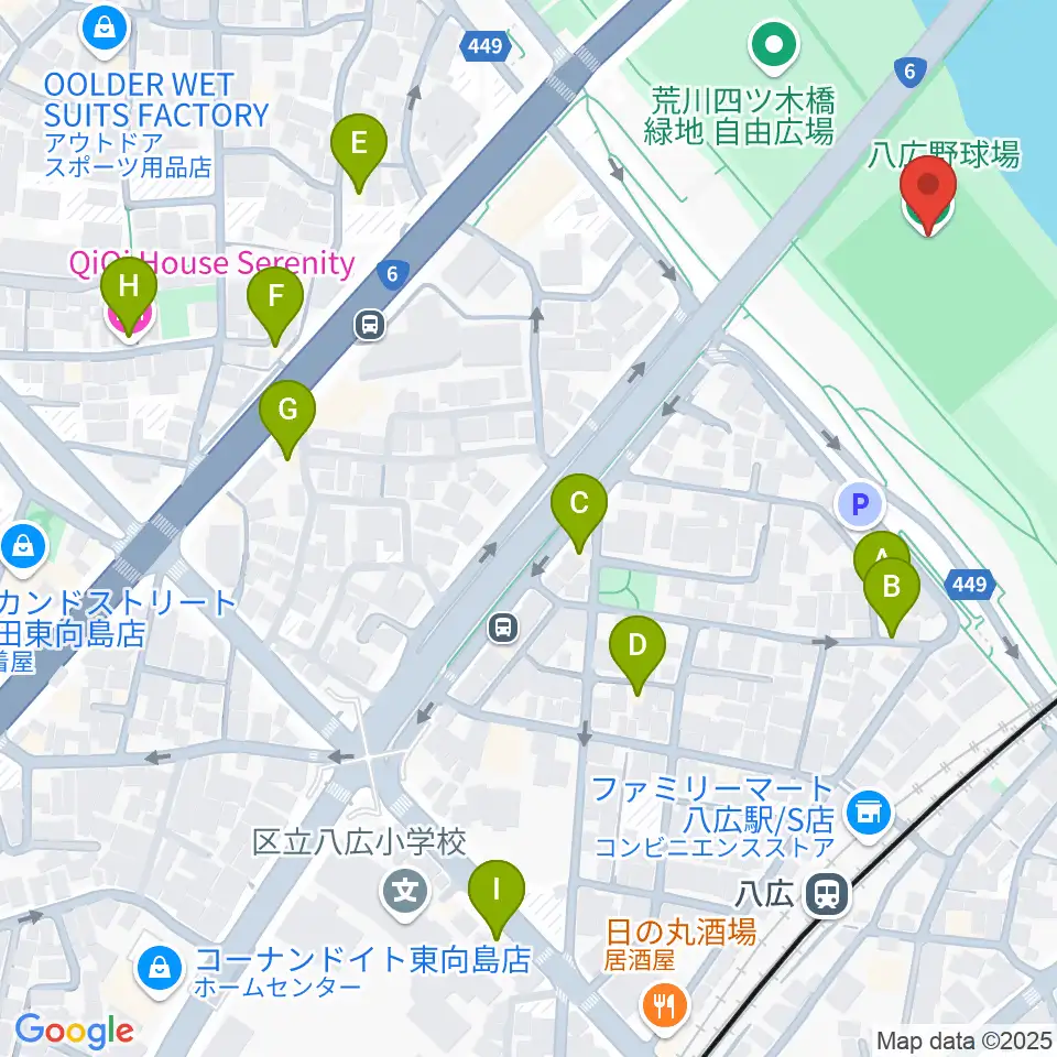 八広野球場周辺のホテル一覧地図