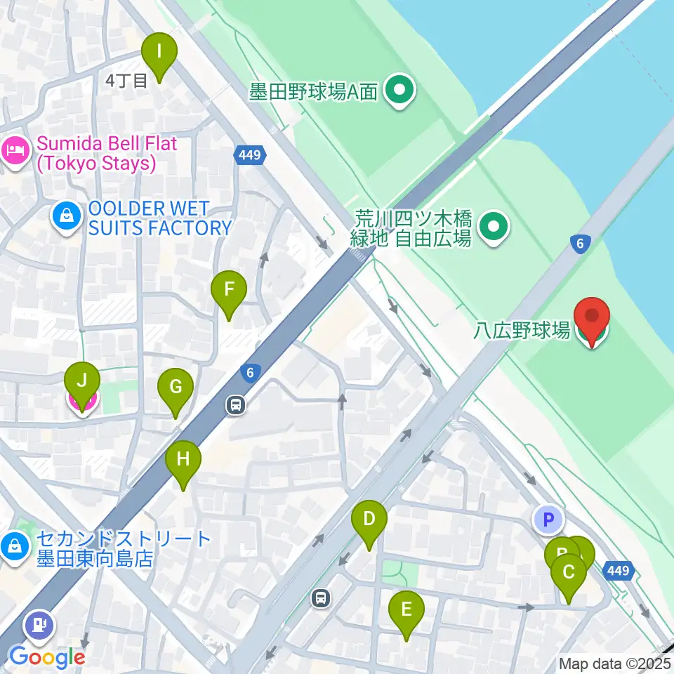 八広野球場周辺のホテル一覧地図