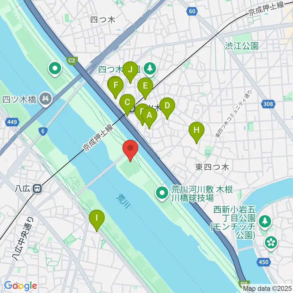 木根川橋野球場周辺のホテル一覧地図