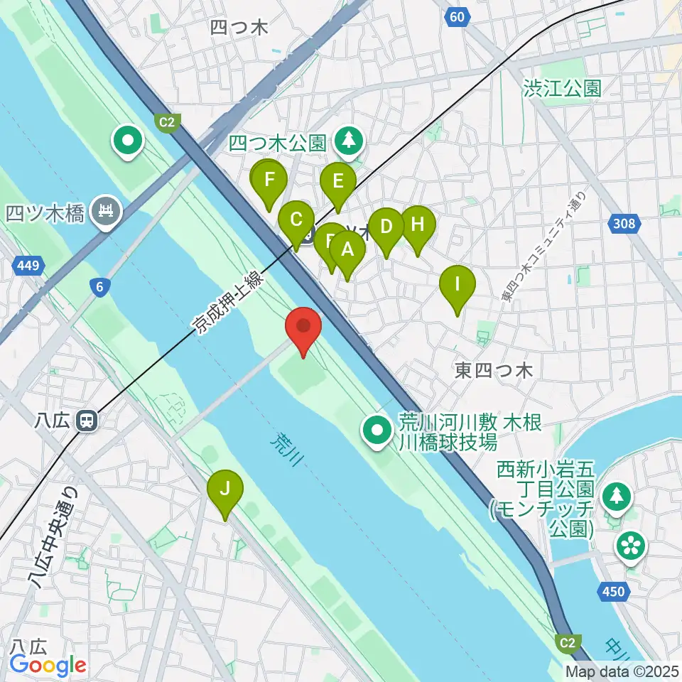 木根川橋野球場周辺のホテル一覧地図