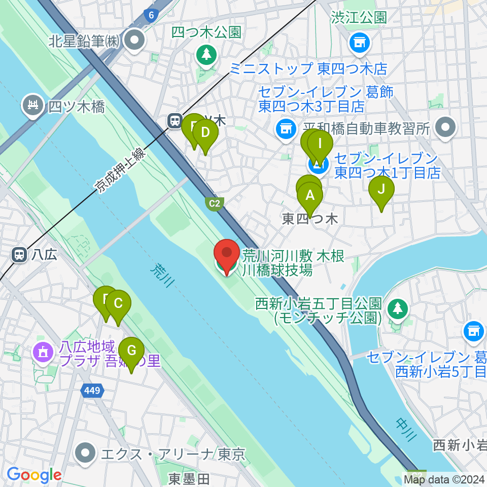 木根川橋球技場周辺のホテル一覧地図