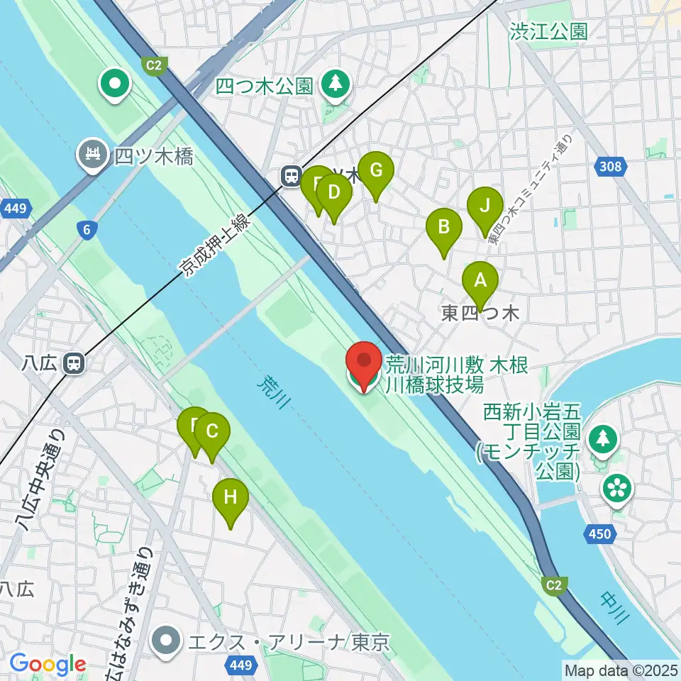 木根川橋球技場周辺のホテル一覧地図