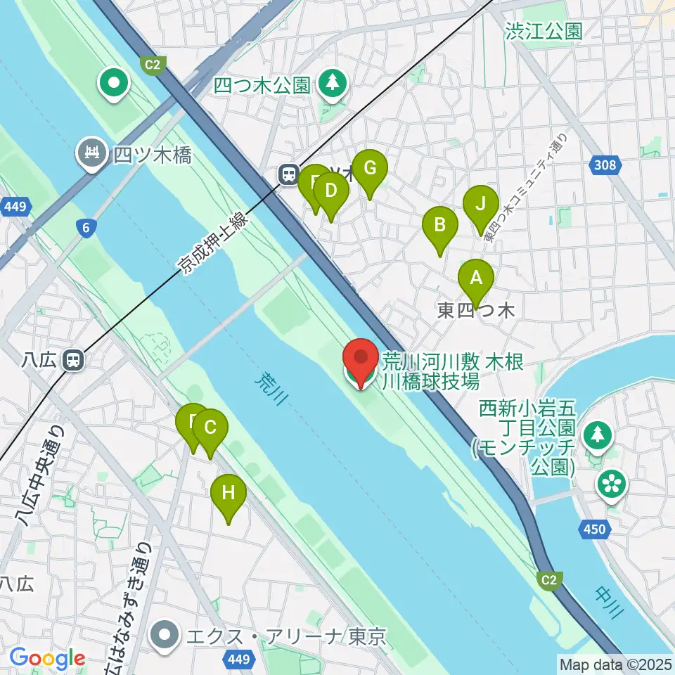 木根川橋球技場周辺のホテル一覧地図