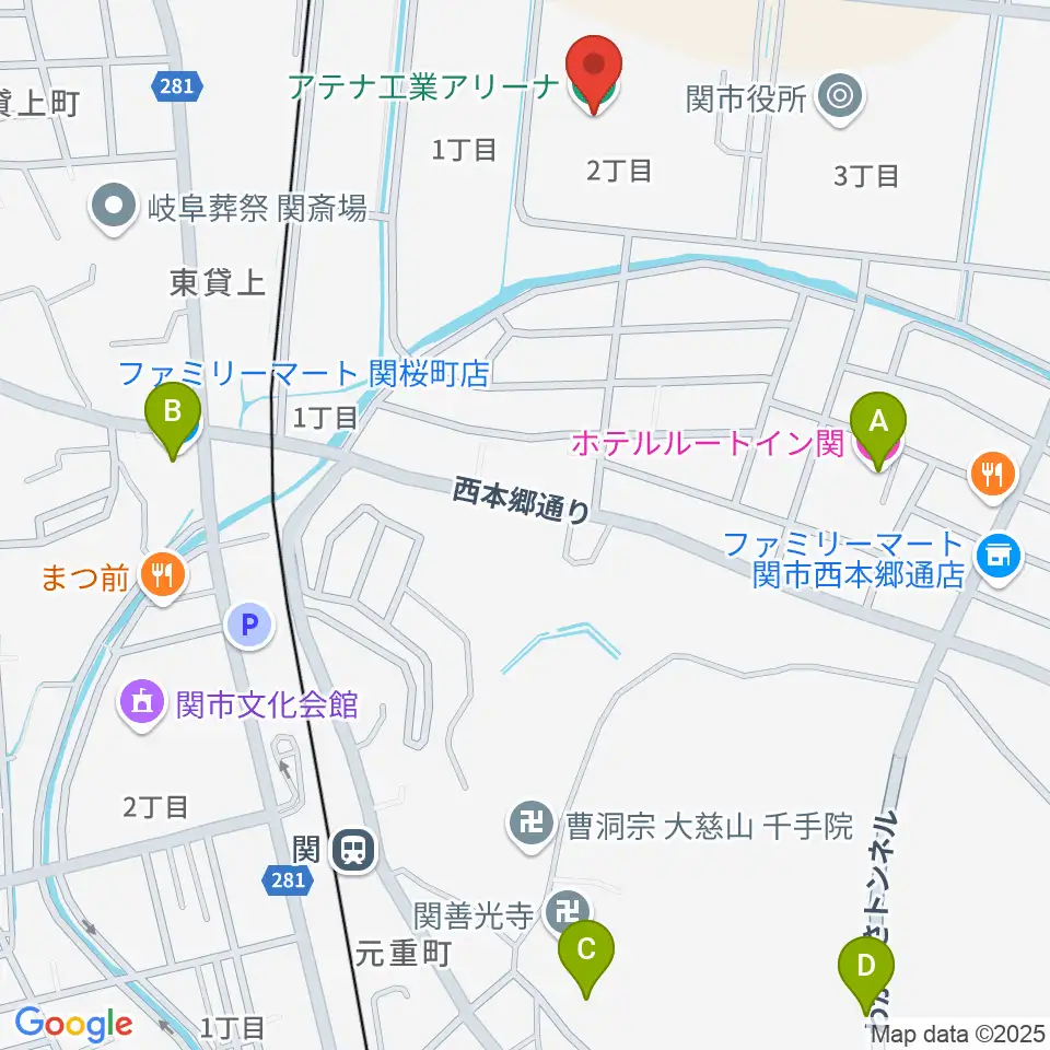 アテナ工業アリーナ周辺のホテル一覧地図