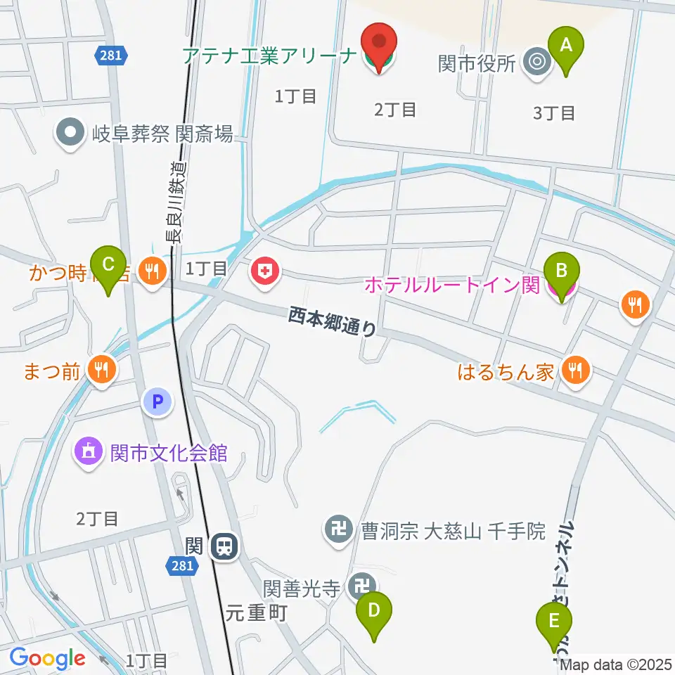 アテナ工業アリーナ周辺のホテル一覧地図