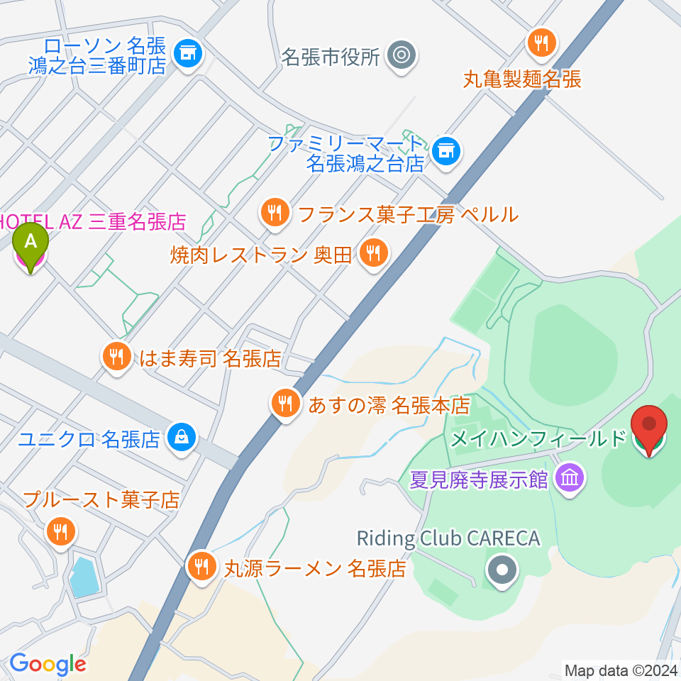 メイハンフィールド周辺のホテル一覧地図