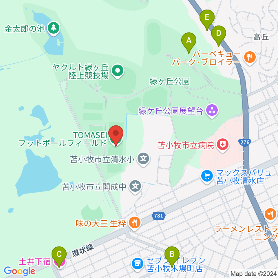 TOMASEIフットボールフィールド周辺のホテル一覧地図