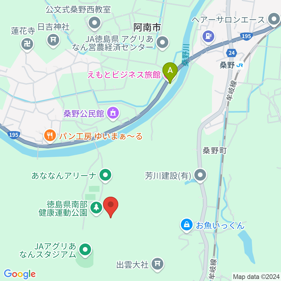 JAアグリあなん陸上競技場周辺のホテル一覧地図