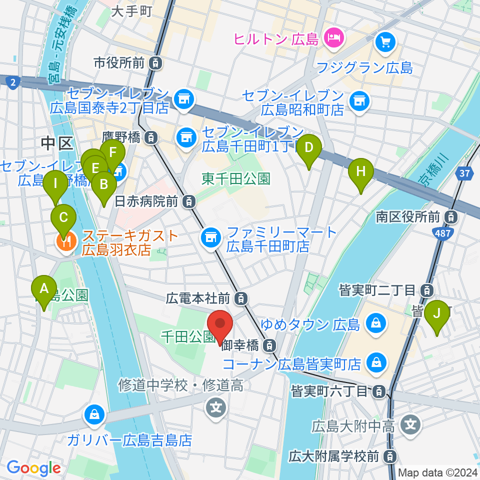 コジマホールディングス中区スポーツセンター周辺のホテル一覧地図