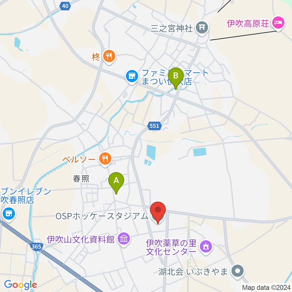 OSPホッケースタジアム周辺のホテル一覧地図