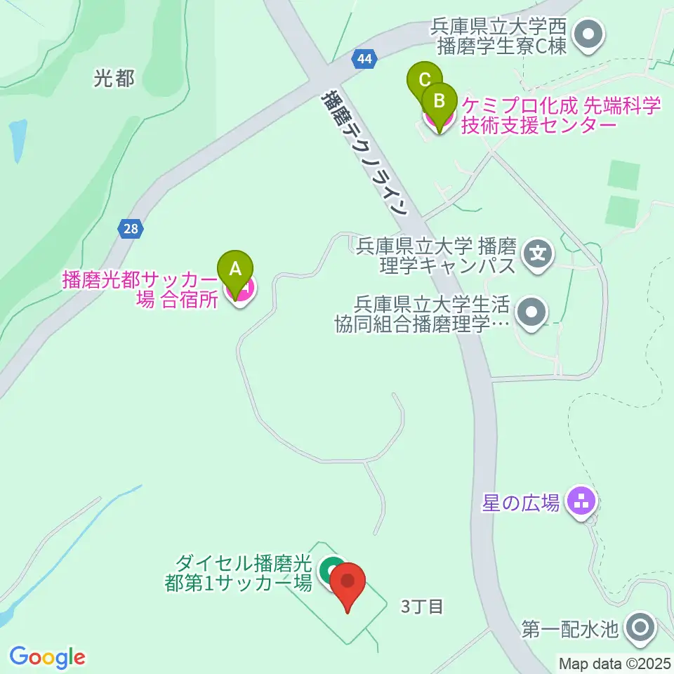 ダイセル播磨光都サッカー場周辺のホテル一覧地図