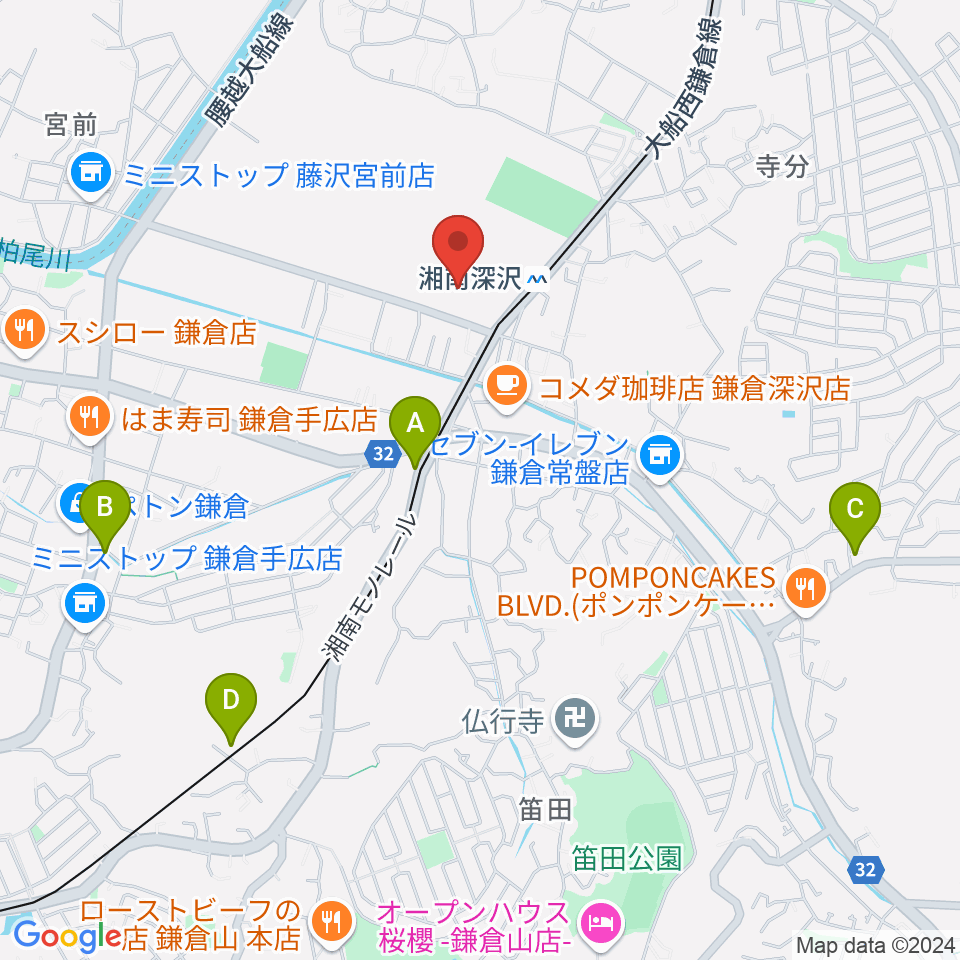 みんなの鳩サブレースタジアム周辺のホテル一覧地図