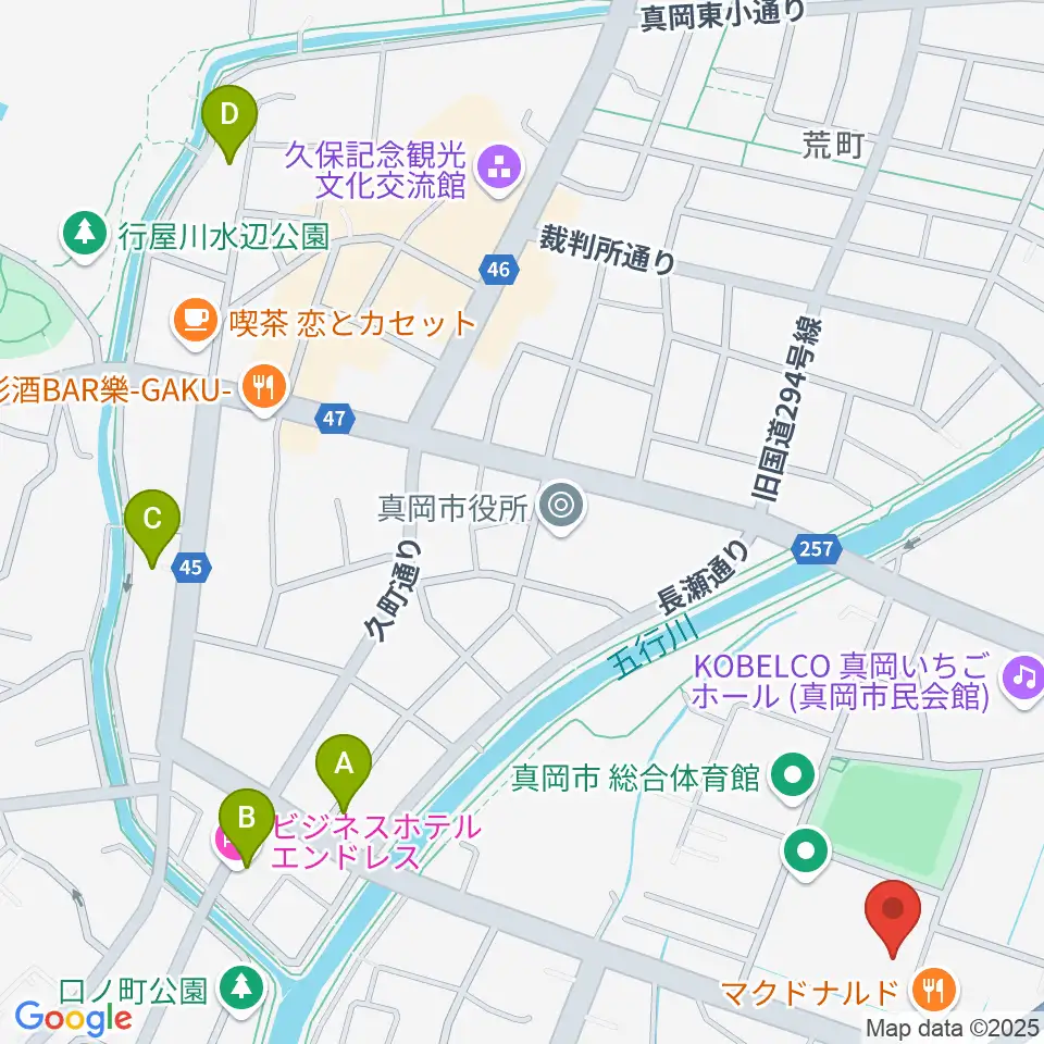 アオキシンテックもおか武道館周辺のホテル一覧地図