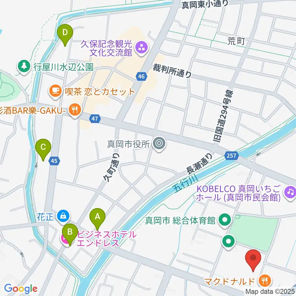 アオキシンテックもおか武道館周辺のホテル一覧地図