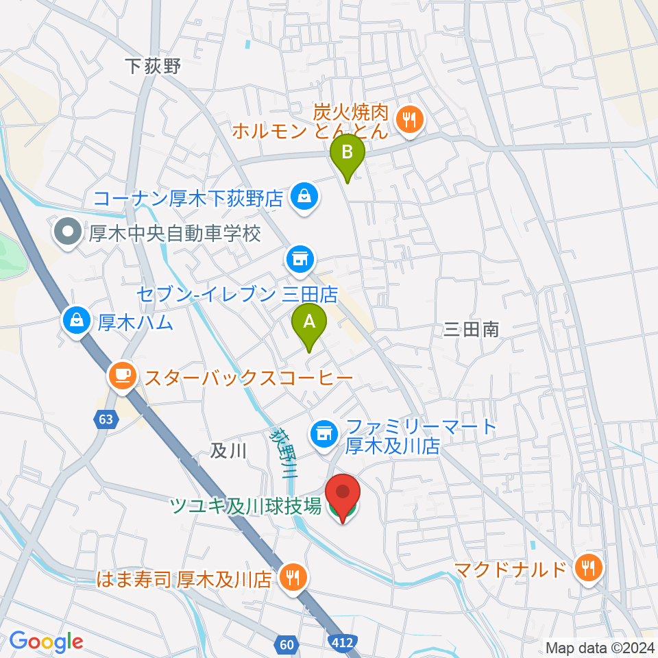 ツユキ及川球技場周辺のホテル一覧地図