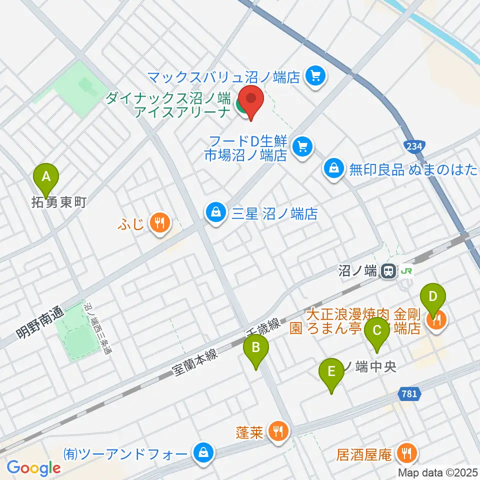 ダイナックス沼ノ端アイスアリーナ周辺のホテル一覧地図