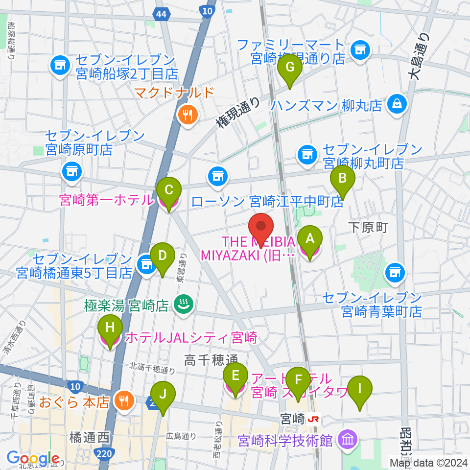 パーソルアクアパーク宮崎周辺のホテル一覧地図