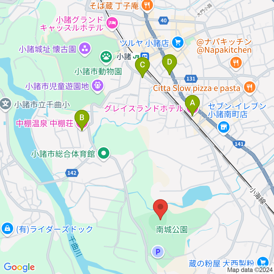 大栄小諸球場周辺のホテル一覧地図