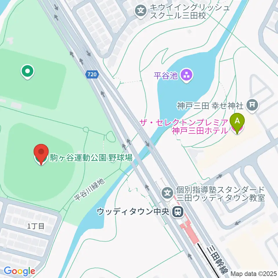 駒ケ谷運動公園野球場周辺のホテル一覧地図